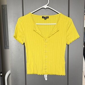 J. Crew Women's Yellow/chartreuse Button-Up Top